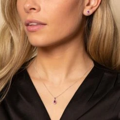 Chisholm Hunter 9ct White Gold Diamond 0.18ct And Ruby Halo Earrings 9 Chisholm Hunter 9ct White Gold Diamond 0.18ct And Ruby Halo Earrings -Chisholm Hunter 16 126 01 0050 and 16 126 05 0030 lifestyle b 1