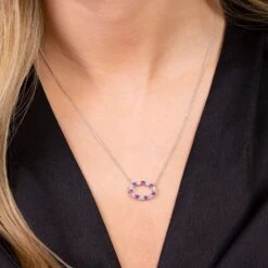 Chisholm Hunter 18ct White Gold Round Brilliant Cut 0.35ct Ruby And 0.40ct Diamond Oval Pendant -Chisholm Hunter 16 126 03 0038 om 1