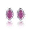 Chisholm Hunter 9ct White Gold Oval Cut 0.70ct Ruby And 0.10ct Diamond Earrings