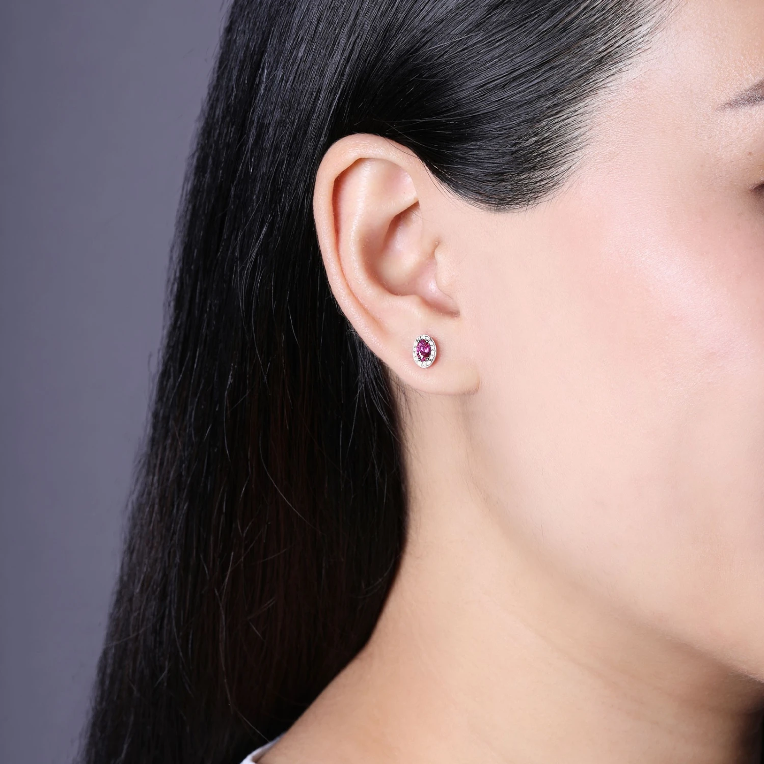 Chisholm Hunter 9ct White Gold Oval Cut 0.70ct Ruby And 0.10ct Diamond Earrings 4 Chisholm Hunter 9ct White Gold Oval Cut 0.70ct Ruby And 0.10ct Diamond Earrings - Image 2