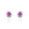 Chisholm Hunter 9ct White Gold 0.10ct Diamond And Ruby Halo Earrings