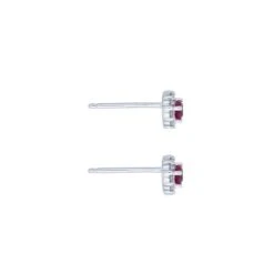 Chisholm Hunter 9ct White Gold 0.17ct Ruby And Diamond Halo Earrings -Chisholm Hunter 16 126 05 0028b