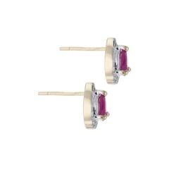 Chisholm Hunter 9ct Yellow Gold Pear Cut Ruby And 0.07ct Diamond Halo Stud Earrings -Chisholm Hunter 16 126 06 0009 d 1
