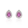 Chisholm Hunter 9ct Yellow Gold Pear Cut Ruby And 0.07ct Diamond Halo Stud Earrings -Chisholm Hunter 16 126 06 0009 p 1