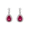 Chisholm Hunter 18ct White Gold Ruby And Diamond Halo Drop Earrings -Chisholm Hunter 16 126 07 0027 1
