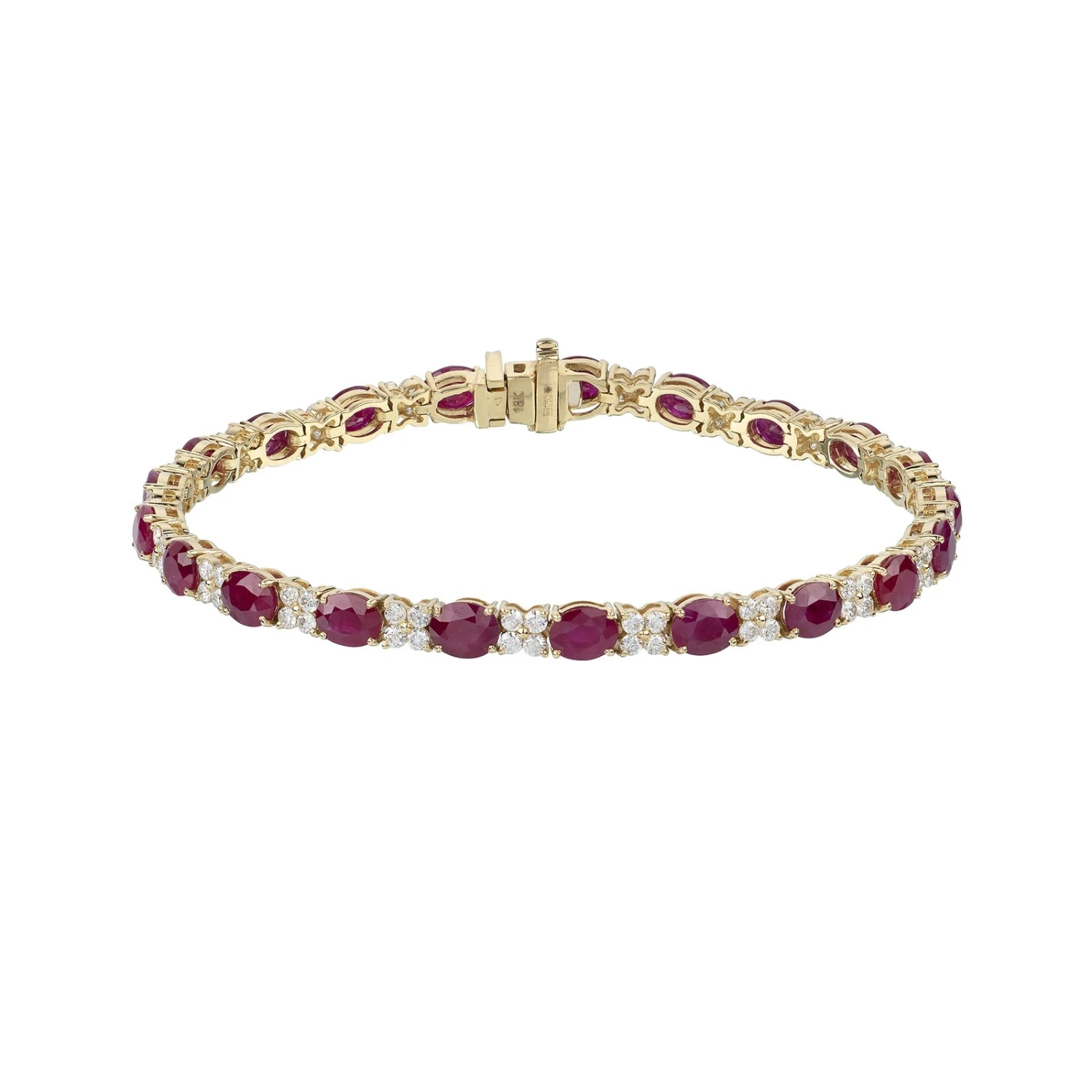 Chisholm Hunter 18ct Yellow Gold Oval Cut Ruby 13.90ct Diamond Cluster Bracelet 3 Chisholm Hunter 18ct Yellow Gold Oval Cut Ruby 13.90ct Diamond Cluster Bracelet