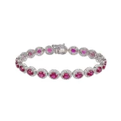 Chisholm Hunter 18ct White Gold Oval Cut Ruby 16.05ct Diamond Halo Bracelet
