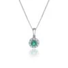 Chisholm Hunter 9ct White Gold 0.10ct Diamond And Emerald Halo Pendant