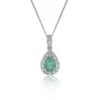 Chisholm Hunter 9ct White Gold 0.50ct Pear Cut Emerald And 0.19ct Diamond Halo Pendant -Chisholm Hunter 16 127 01 0031 p 1