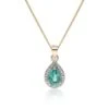 Chisholm Hunter 9ct Yellow Gold Pear Cut Emerald And 0.04ct Diamond Halo Pendant