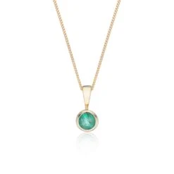 Chisholm Hunter 9ct Yellow Gold Emerald Rub Over Pendant