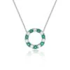 Chisholm Hunter 18ct White Gold 0.35ct Emerald And 0.40ct Round Brilliant Diamond Circle Pendant -Chisholm Hunter 16 127 03 0015 1