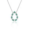 Chisholm Hunter 18ct White Gold 0.35ct Emerald And 0.40ct Round Brilliant Diamond Pear Pendant