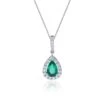Chisholm Hunter 18ct White Gold Pear Cut 0.24ct Emerald & 0.75ct Diamond Halo Pendant -Chisholm Hunter 16 127 03 0018 p 1
