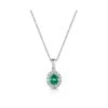 Chisholm Hunter 18ct White Gold 0.27ct Diamond And 0.17ct Emerald Halo Pendant -Chisholm Hunter 16 127 03 0019 p