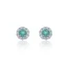 Chisholm Hunter 9ct White Gold Diamond 0.17ct And Emerald Halo Earrings