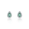 Chisholm Hunter 9ct White Gold Diamond 0.18ct And Emerald Halo Earrings -Chisholm Hunter 16 127 05 0023