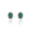 Chisholm Hunter 18ct White Gold Oval Cut Emerald 1.27ct Diamond Halo Stud Earrings -Chisholm Hunter 16 127 07 0010 hero