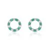 Chisholm Hunter 18ct White Gold 0.42ct Emerald And 0.40ct Round Brilliant Diamond Circle Earrings