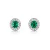 Chisholm Hunter 18ct White Gold Oval Cut 0.33ct Emerald And 0.48ct Diamond Halo Earrings -Chisholm Hunter 16 127 07 0016 p 1