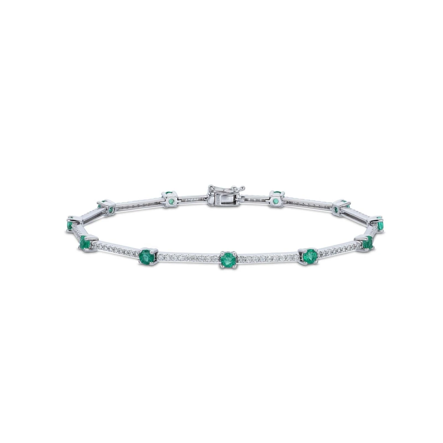 Chisholm Hunter 9ct White Gold Diamond 0.54ct And Emerald 1.10ct Bracelet 3 Chisholm Hunter 9ct White Gold Diamond 0.54ct And Emerald 1.10ct Bracelet