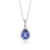 Chisholm Hunter 9ct White Gold Pear Cut Tanzanite & Diamond 1.22ct Halo Pendant -Chisholm Hunter 16 128 01 0049 2