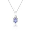 Chisholm Hunter 9ct White Gold 0.06ct Diamond And Tanzanite Halo Pendant