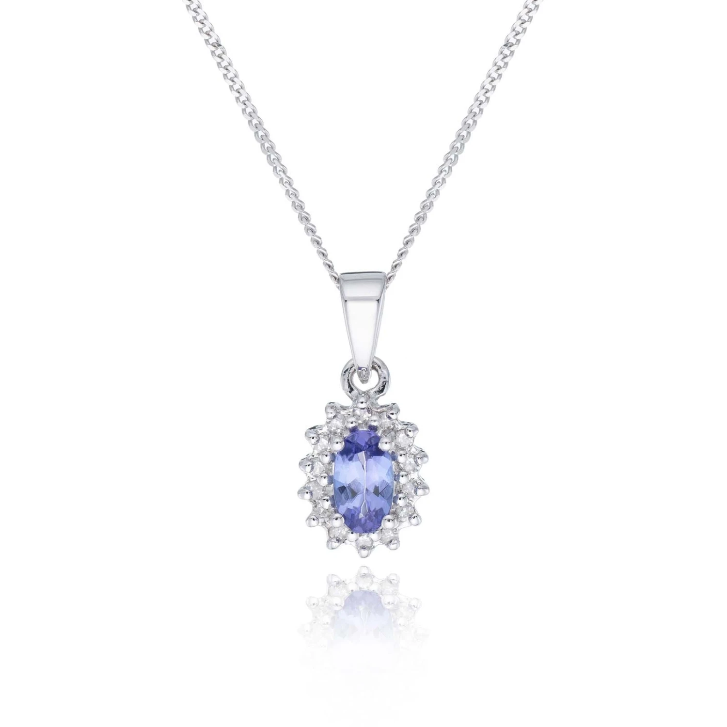 Chisholm Hunter 9ct White Gold 0.06ct Diamond And Tanzanite Halo Pendant 3 Chisholm Hunter 9ct White Gold 0.06ct Diamond And Tanzanite Halo Pendant