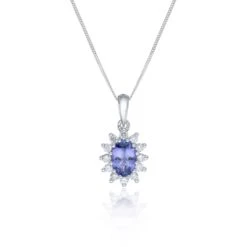 Chisholm Hunter 9ct White Gold Diamond 0.14ct And Tanzanite Halo Pendant