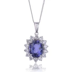Chisholm Hunter 18ct White Gold 6.13ct Oval Cut Tanzanite And Diamond Pendant