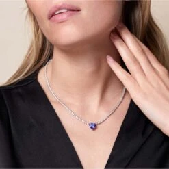 Chisholm Hunter 18ct White Gold 2.07ct Heart Cut Tanzanite And Diamond Tennis Necklace -Chisholm Hunter 16 128 24 0009 om 2