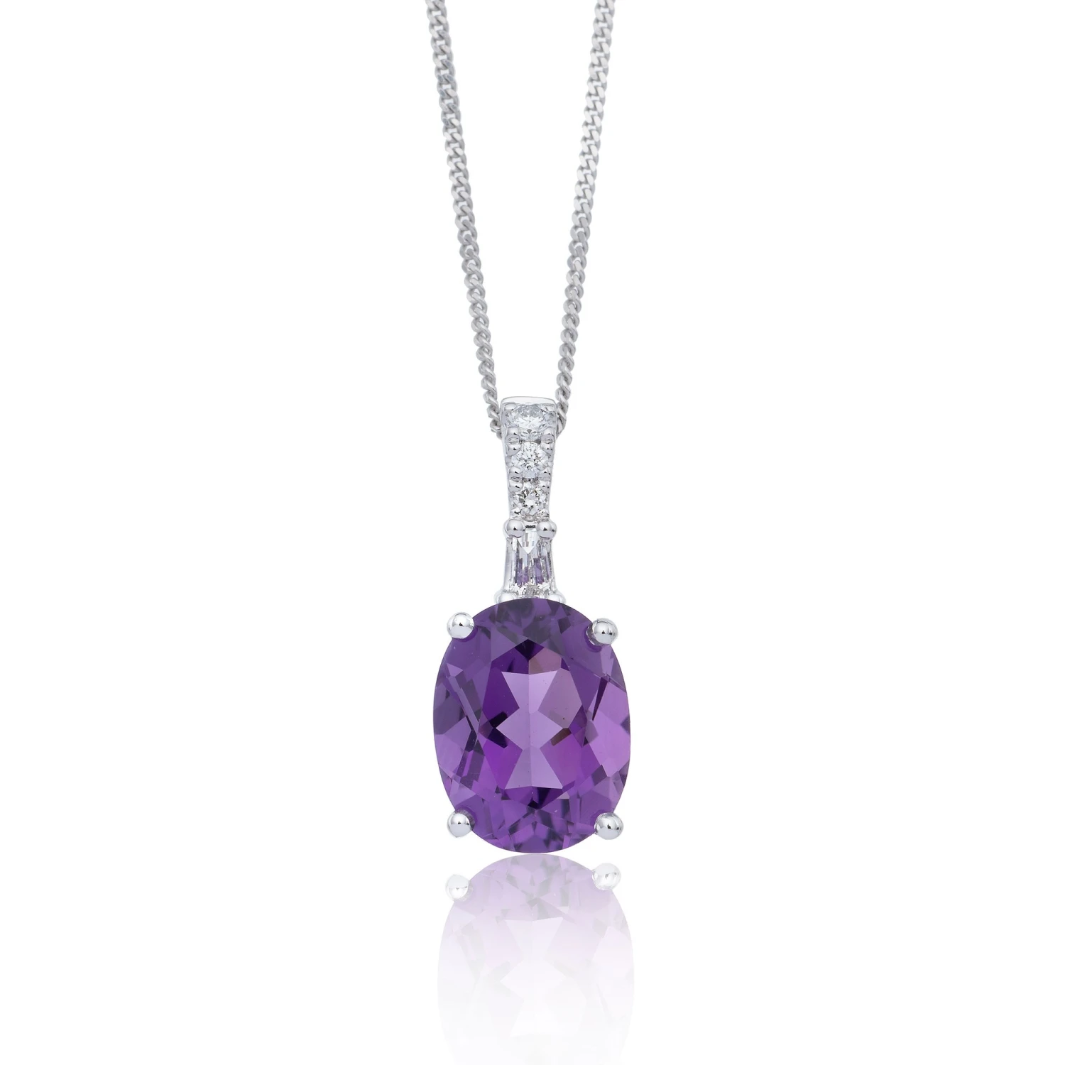 Chisholm Hunter 9ct White Gold Mixed Cut Amethyst And Diamond 2.00ct Pendant 3 Chisholm Hunter 9ct White Gold Mixed Cut Amethyst And Diamond 2.00ct Pendant