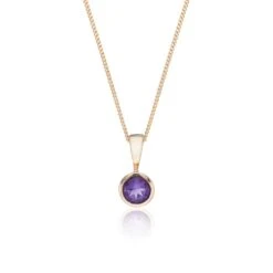 Chisholm Hunter 9ct Yellow Gold Amethyst Rub Over Pendant