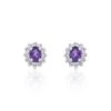 Chisholm Hunter 9ct White Gold 0.10ct Diamond And Amethyst Halo Earrings -Chisholm Hunter 16 129 05 0032