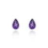 Chisholm Hunter 9ct White Gold Pear Cut Amethyst Rub Over Stud Earrings