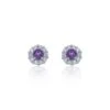 Chisholm Hunter 9ct White Gold Diamond 0.17ct And Amethyst Halo Earrings -Chisholm Hunter 16 129 05 0034