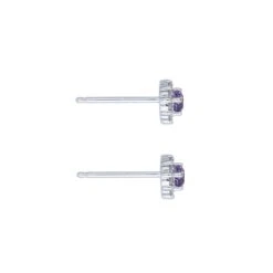 Chisholm Hunter 9ct White Gold Diamond 0.17ct And Amethyst Halo Earrings -Chisholm Hunter 16 129 05 0034b