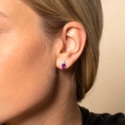 Chisholm Hunter 9ct White Gold Diamond 0.15ct And Amethyst Earrings -Chisholm Hunter 16 129 05 0036 2