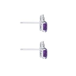 Chisholm Hunter 9ct White Gold Diamond 0.15ct And Amethyst Earrings -Chisholm Hunter 16 129 05 0036b