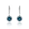 Chisholm Hunter 18ct White Gold Diamond 0.23ct And London Blue Topaz 2.05ct Halo Earrings