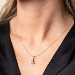 Chisholm Hunter 9ct White Gold Pear Shape Aquamarine And 0.01ct Diamond Pendant -Chisholm Hunter 16 131 01 0007 ls 1