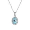 Chisholm Hunter 18ct White Gold 0.80ct Oval Cut Aquamarine And Diamond Pendant -Chisholm Hunter 16 131 03 0006