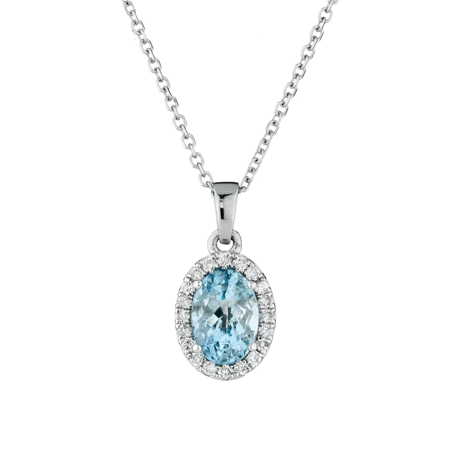Chisholm Hunter 18ct White Gold 0.80ct Oval Cut Aquamarine And Diamond Pendant 3 Chisholm Hunter 18ct White Gold 0.80ct Oval Cut Aquamarine And Diamond Pendant