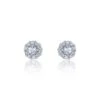 Chisholm Hunter 9ct White Gold Diamond 0.17ct And Aquamarine Halo Earrings -Chisholm Hunter 16 131 05 0017