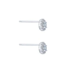 Chisholm Hunter 9ct White Gold Diamond 0.17ct And Aquamarine Halo Earrings -Chisholm Hunter 16 131 05 0017b
