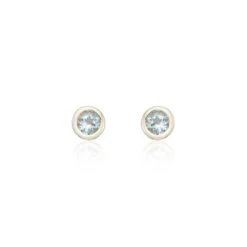 Chisholm Hunter 9ct Yellow Gold Aquamarine Rub Over Earrings