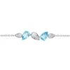 Chisholm Hunter 18ct White Gold 0.30ct Round Brilliant Diamond And Pear Blue Topaz Fancy Cluster Bracelet -Chisholm Hunter 16 131 11 0002 p 1 1