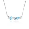 Chisholm Hunter 18ct White Gold Pear Cut Topaz And 0.30ct Round Brilliant Diamond Cluster Necklace