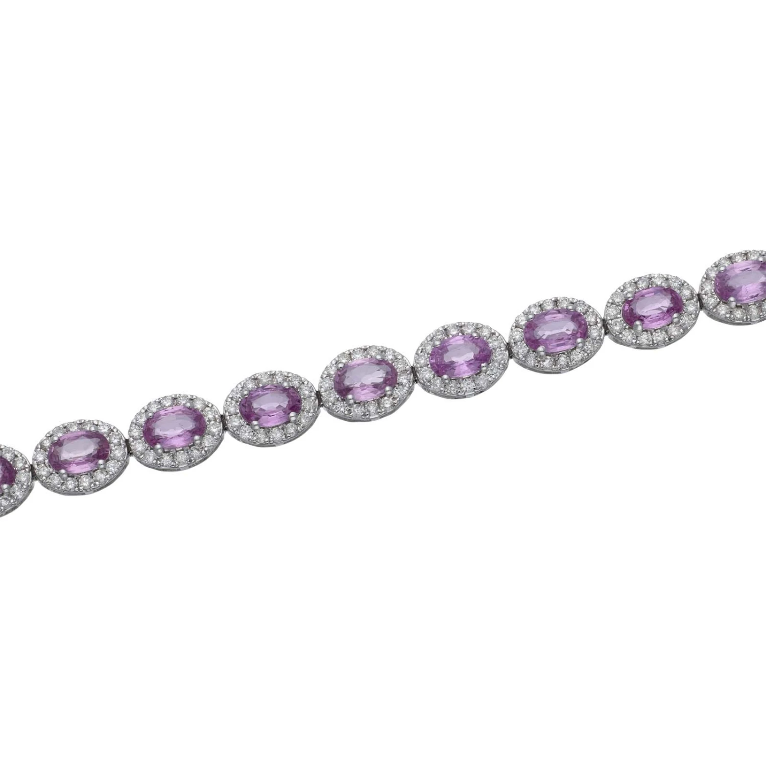 Chisholm Hunter 18ct White Gold 10.30ct Oval Pink Sapphire & 3.00ct Round Brilliant Diamond Bracelet 5 Chisholm Hunter 18ct White Gold 10.30ct Oval Pink Sapphire & 3.00ct Round Brilliant Diamond Bracelet - Image 3