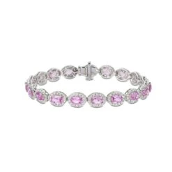 Chisholm Hunter 18ct White Gold 10.30ct Oval Pink Sapphire & 3.00ct Round Brilliant Diamond Bracelet